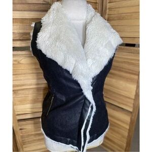 Freeway Black and White Faux Fur Vest